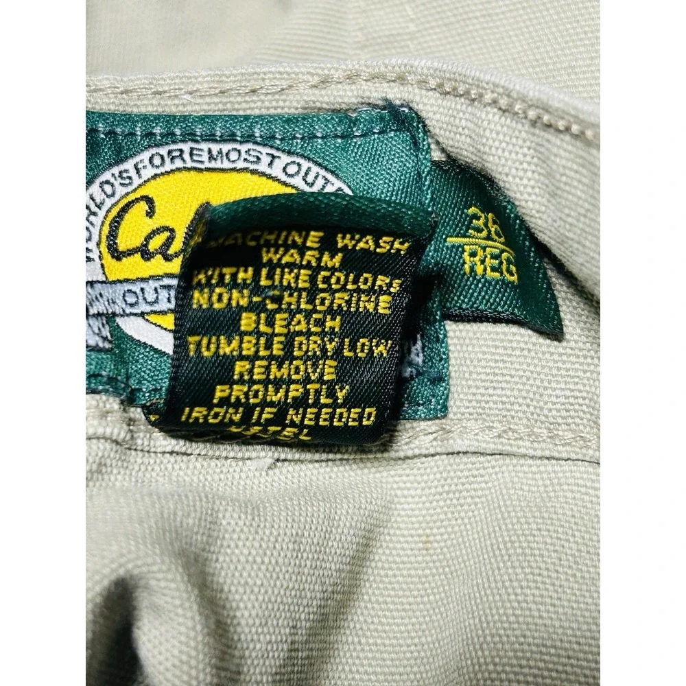 Men's‎ Cabelas Double Knee Cargo Pants Sz 36W 33 L Beige Straight Leg